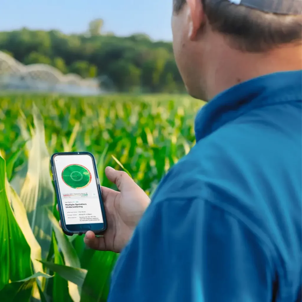 Farmer in field with Insights app